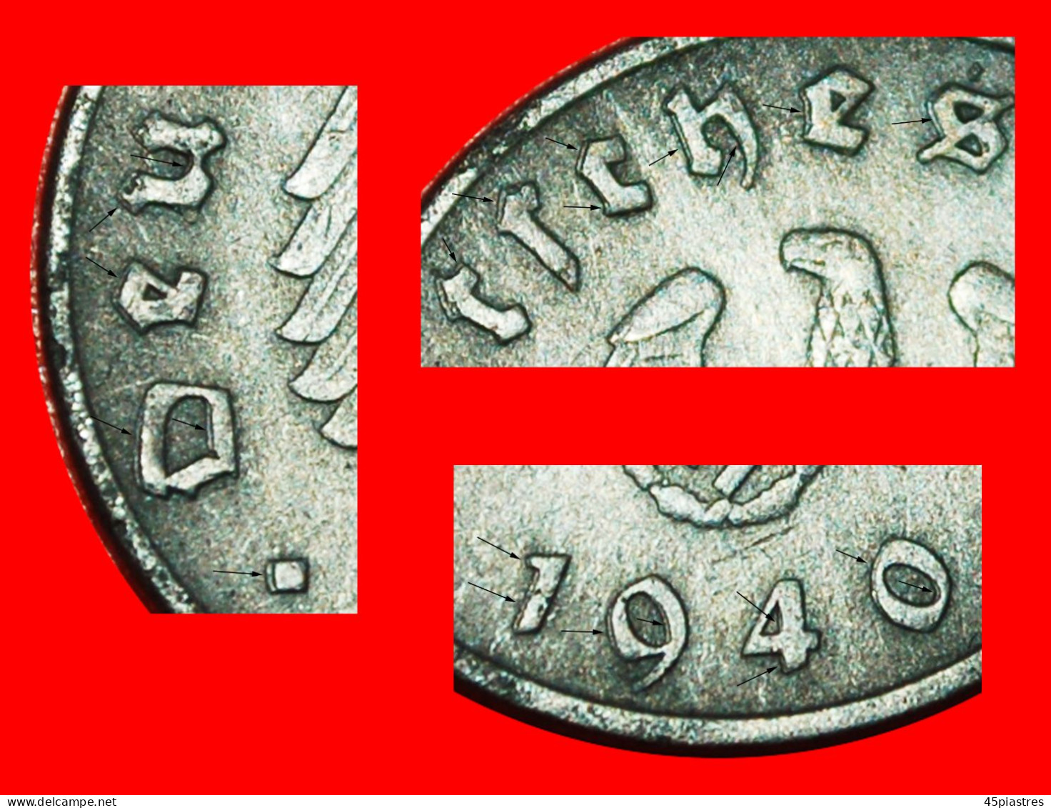 * SWASTIKA: GERMANY  10 PFENNIGS 1940D BAVARIA! ERROR UNCOMMON! THIRD REICH 1933-1945! · LOW START ·  NO RESERVE! - 10 Reichspfennig