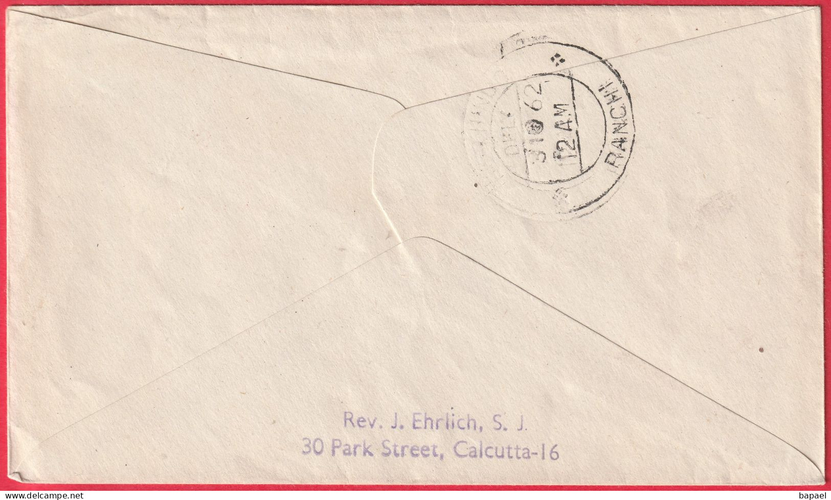 Inde (Calcutta - 1-10-62) - Enveloppe FDC - Rhinocéros (Recto) - FDC