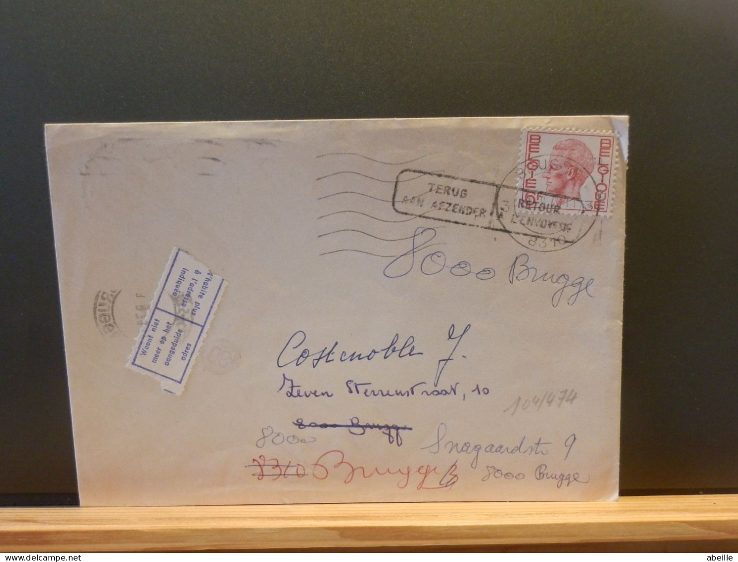 104/473  LETTRE BELGE  1978  RETOUR - Cartas & Documentos