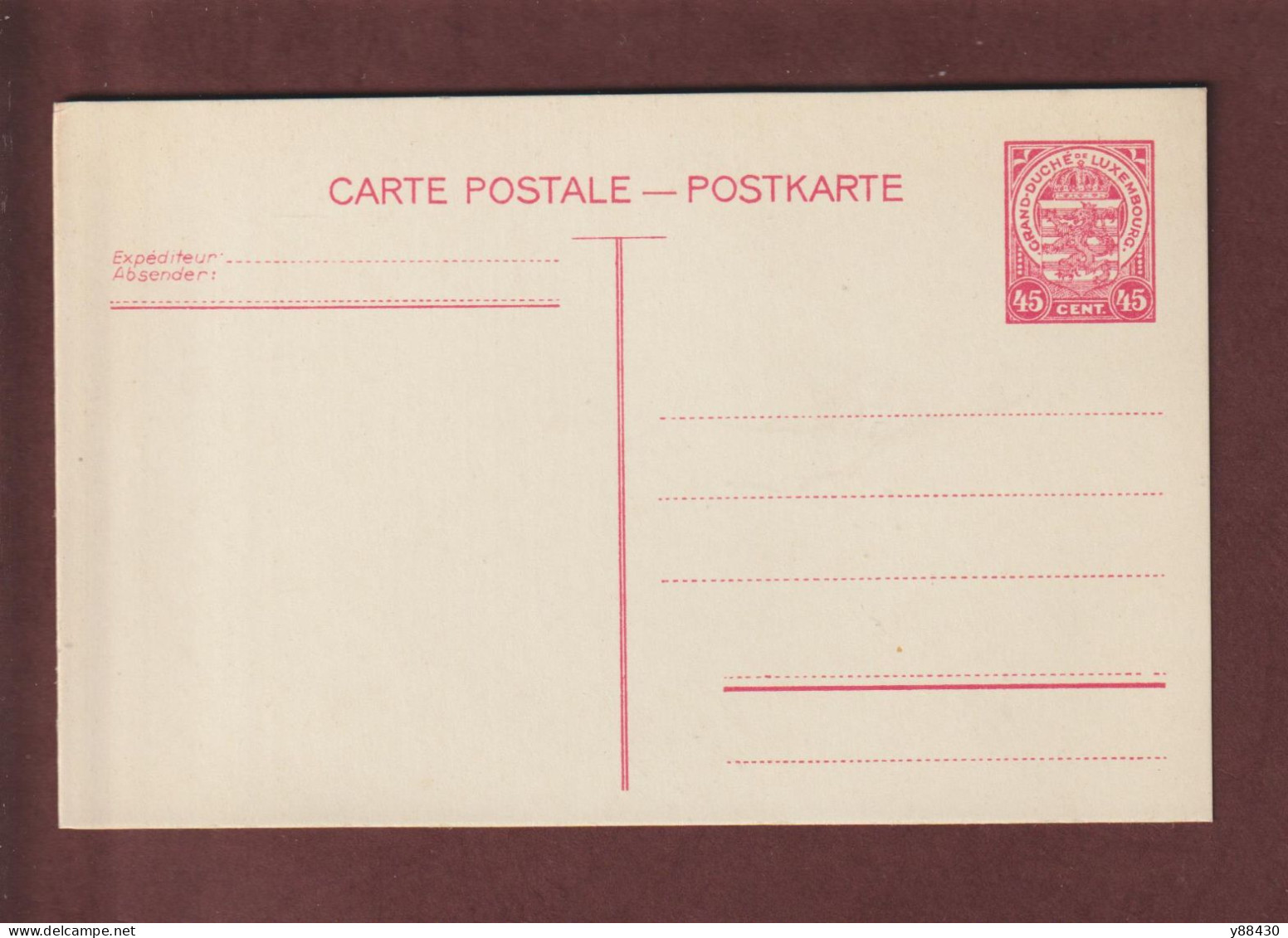 LUXEMBOURG - Entier Postal Neuf - 1910/1930 - Carte Postale  - 2 Scan - Stamped Stationery