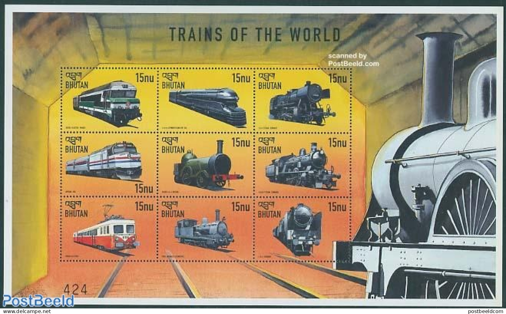 Bhutan 1999 Railways 9v M/s, Diesel Electric France, Mint NH, Transport - Railways - Trains