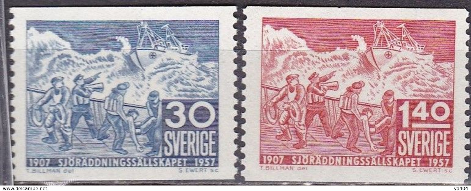 SE432BB – SUEDE – SWEDEN – 1957 – LIFE SAVING SERVICE - SG # 381/2 MNH 12 € - Unused Stamps