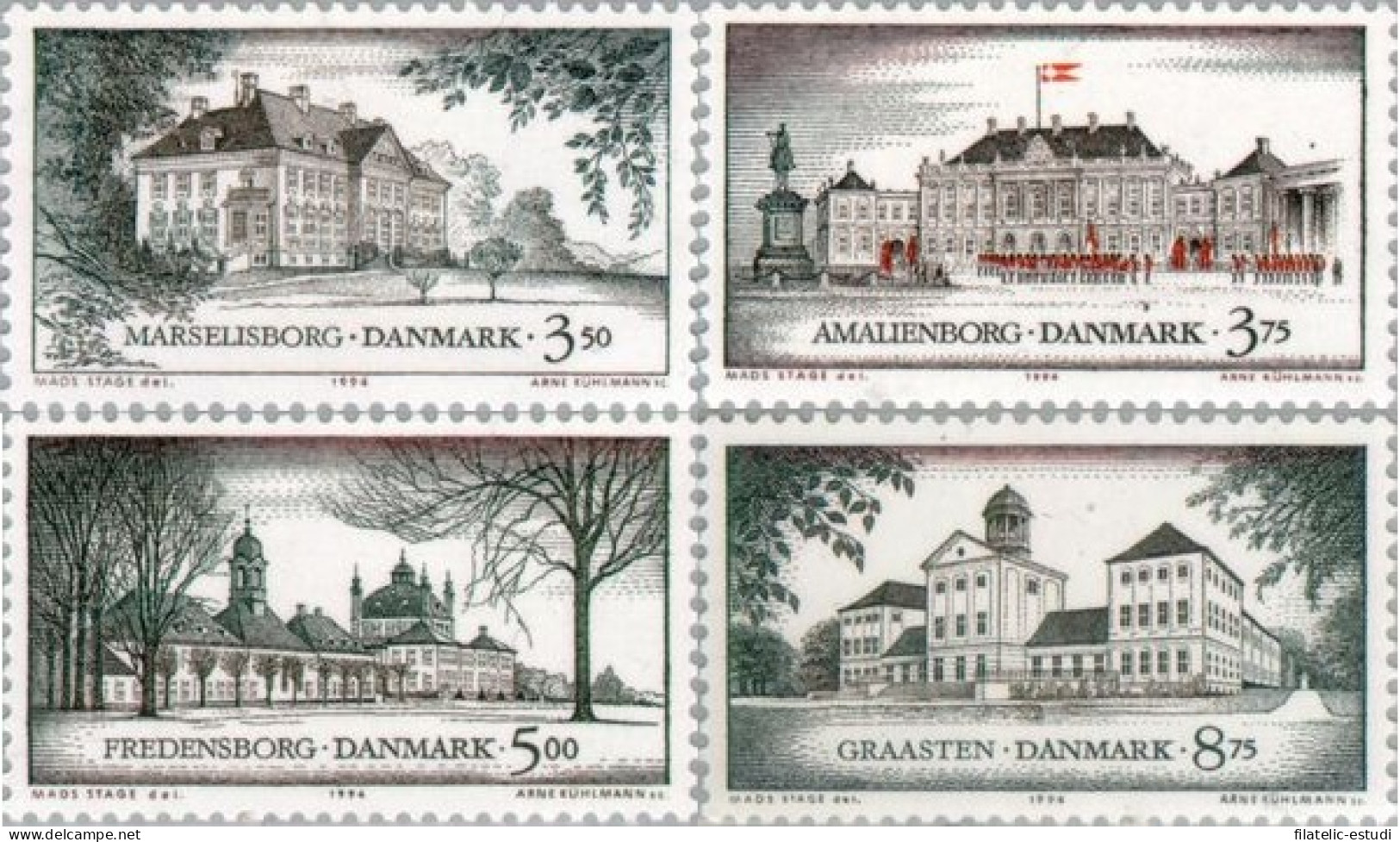 VAR2/S Dinamarca Denmark  Nº 1076/79  1994  Residencias Reales Danensas Lujo - Autres & Non Classés