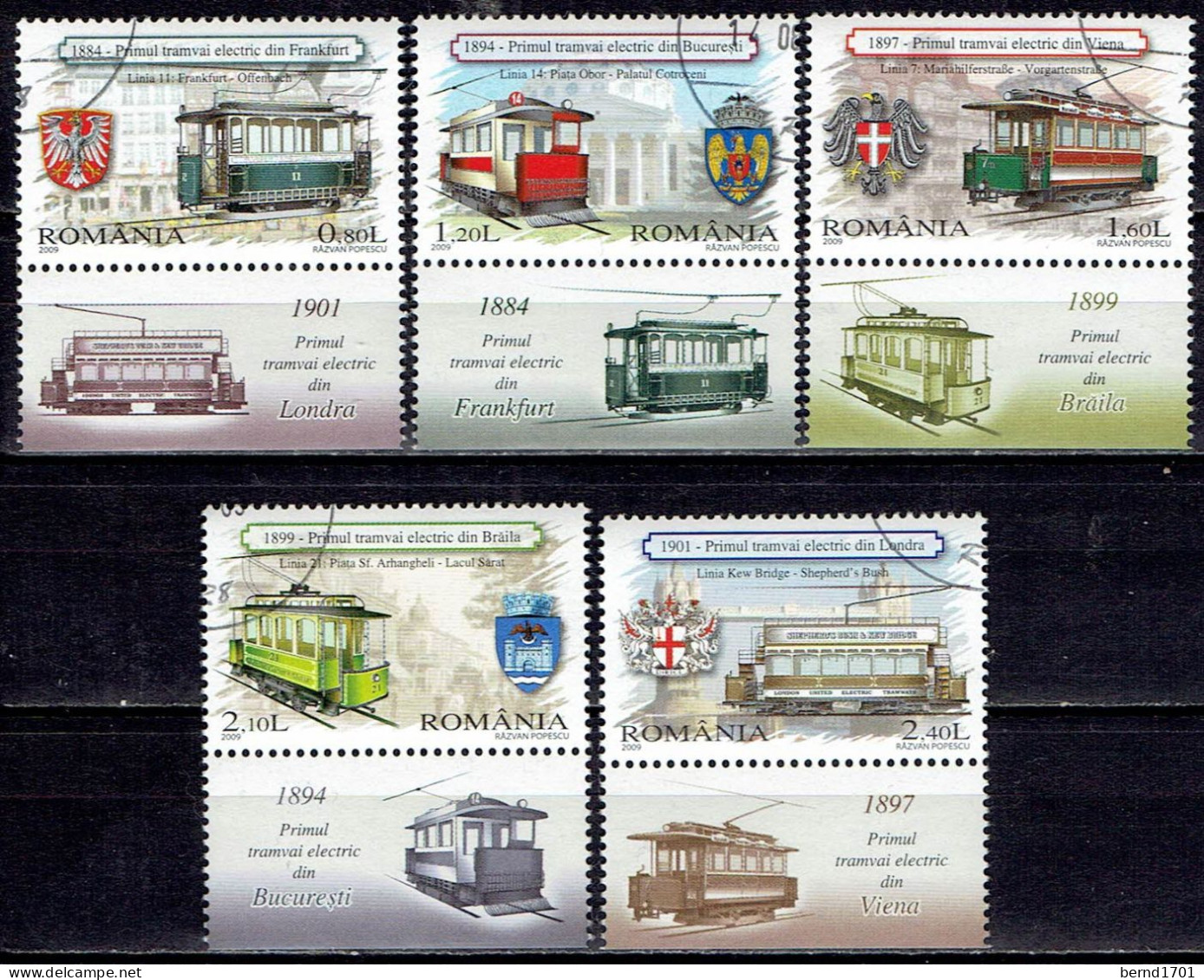 Rumänien / Romania - Mi-Nr 6373/6377 Gestempelt / Used (A1443) - Tranvías