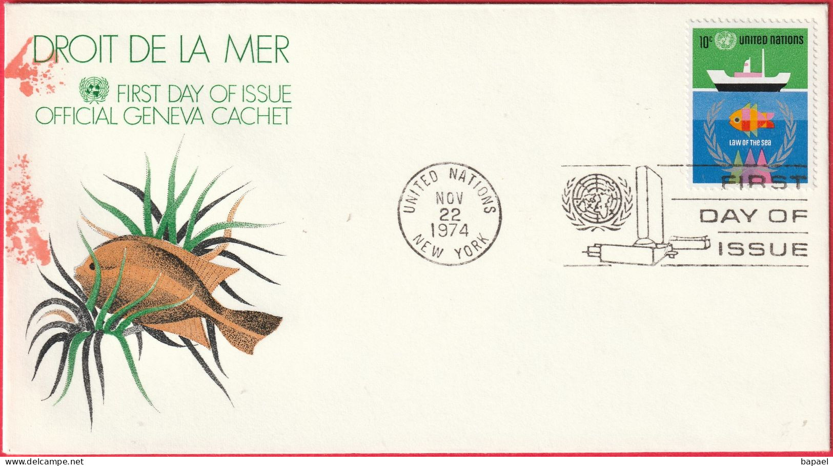 Nations Unies (New-York - 22-11-74)- Enveloppe FDC - Droit De La Mer (1) (Recto-Verso) - FDC