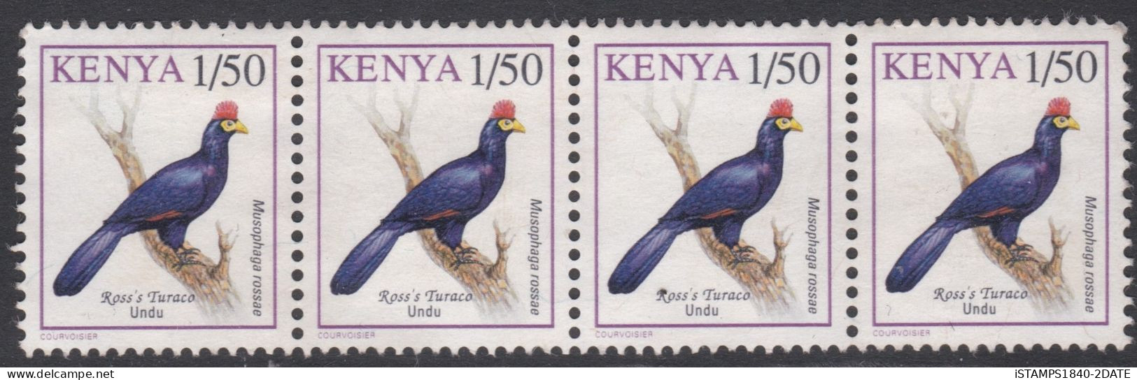 00904/ Kenya 1993 Sg594a 1s.50 Multicoloured Birds Unused Strip Of 4 Lady Ross's Turaco - Kenya (1963-...)