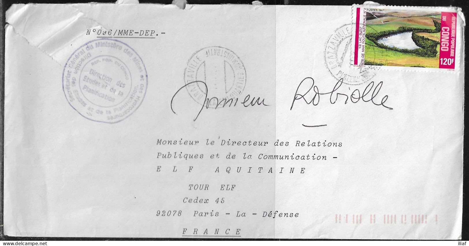 Congo.  Stamp Sc. 777 On Commercial Letter, Sent On 11.09.1987 From Brazzaville To France - Cartas & Documentos