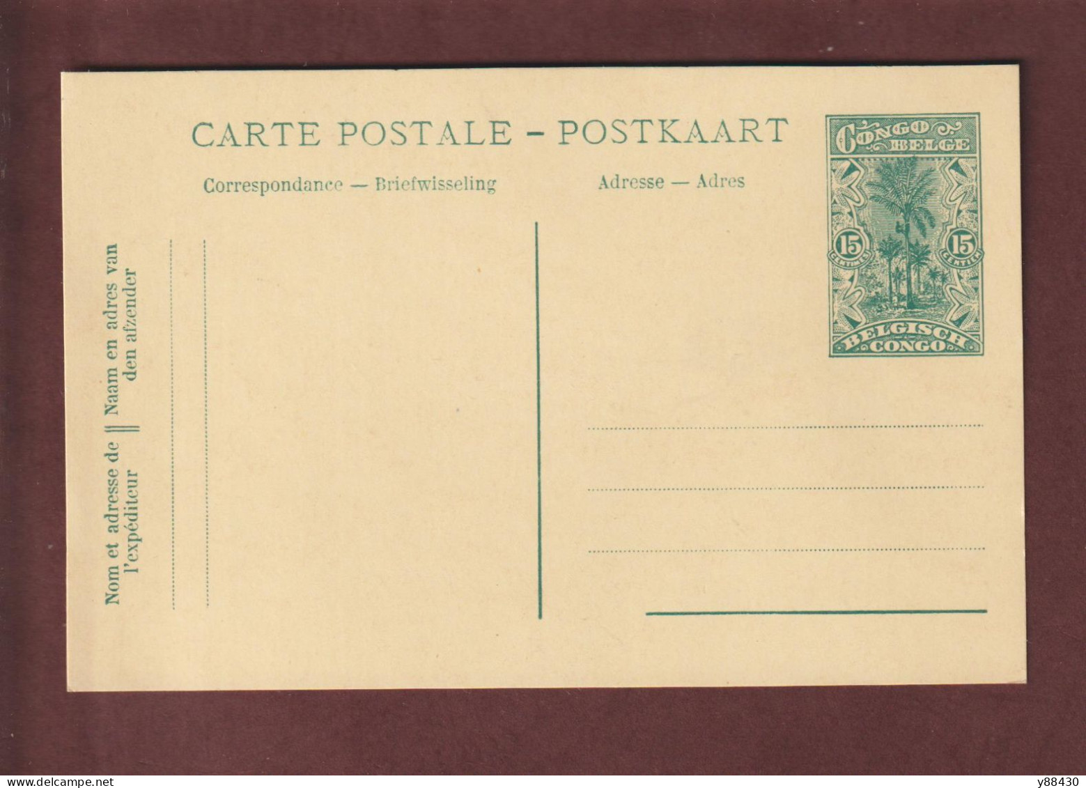 CONGO BELGE - BELGIQUE - Entier Postal Neuf - 1900/1930 - Carte Postale  - Cocotiers . 15c. Vert - 2 Scan - Postwaardestukken