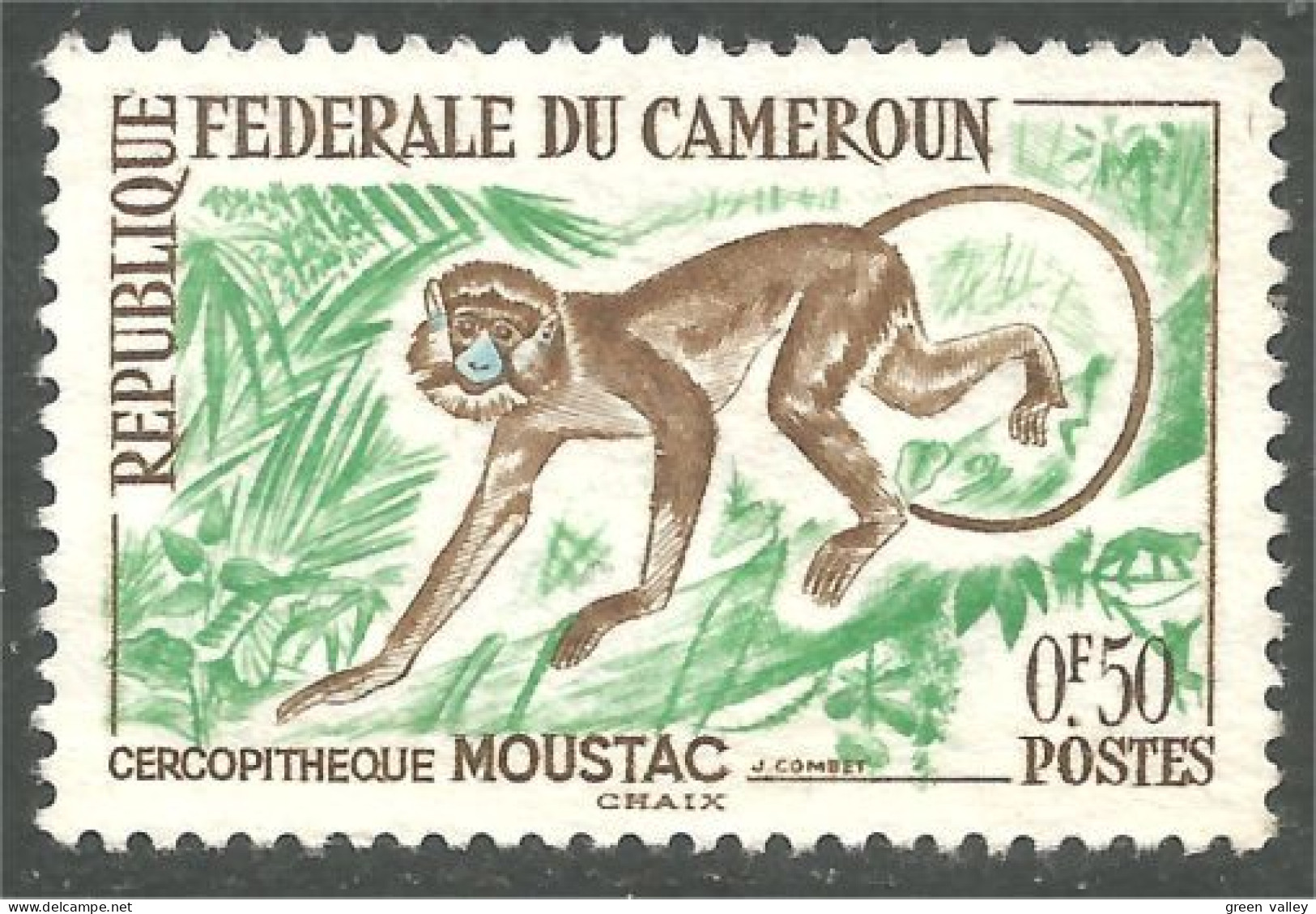 XW01-2629 Cameroun Singe Monkey Ape Scimmia Affe Moustac Sans Gomme - Affen
