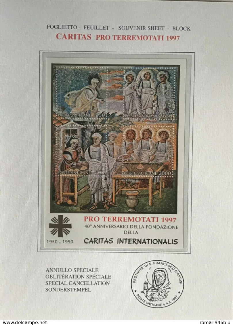 VATICANO  1997 FOLDER FOGLIETTO CARITAS " PRO TERREMOTATI " - Cuadernillos