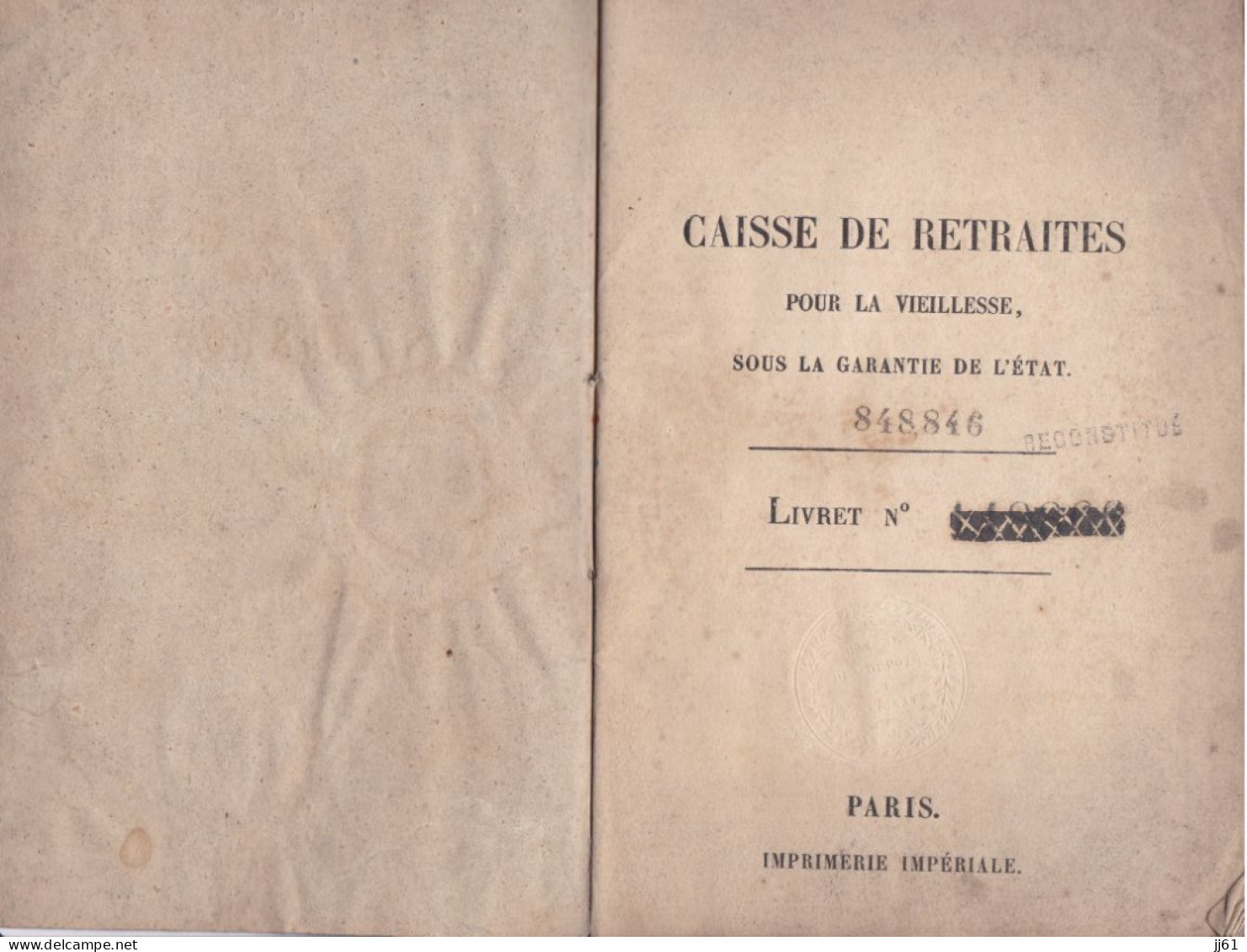 CHATEAUROUX ANCIEN LIVRET DE LA CAISSE DE RETRAITE VIEILLESSE ANNEE 1842 A M BARISSAT JACQUES A BRENAT PUY DE DOME - Bank & Insurance