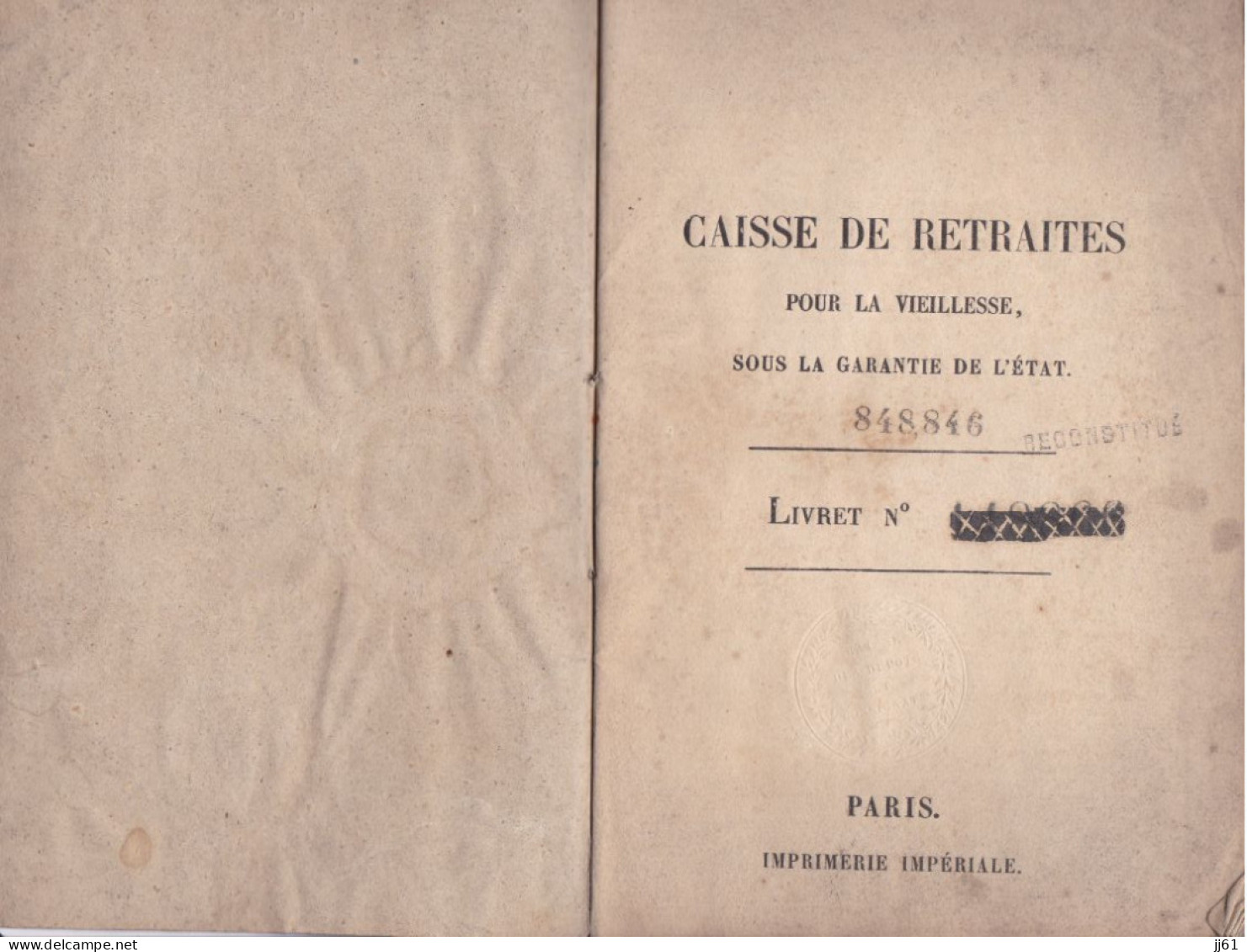 CHATEAUROUX ANCIEN LIVRET DE LA CAISSE DE RETRAITE VIEILLESSE ANNEE 1842 A M BARISSAT JACQUES A BRENAT PUY DE DOME - Bank En Verzekering