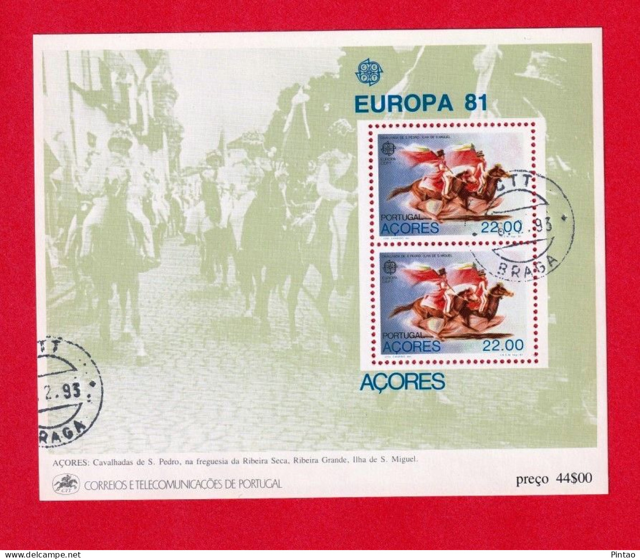 PTB1602- PORTUGAL 1981 BLOCO 36 (selo 1521)- USD_ EUROPA CEPT - 1981