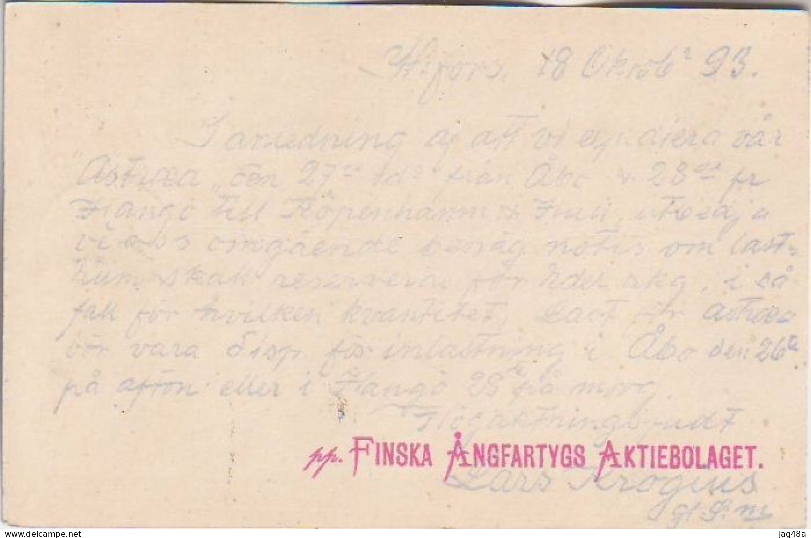 FINLAND.1893/Helsingfors, Ten-penni PS Card/internal. - Briefe U. Dokumente