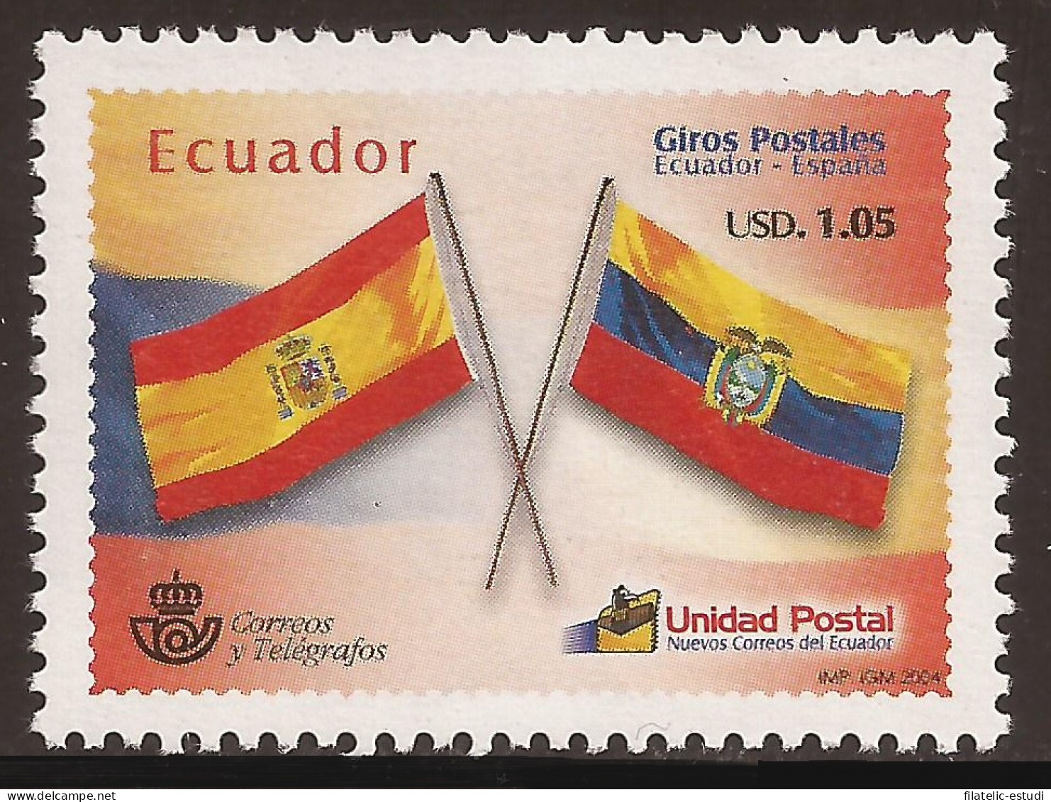 Ecuador 1802 2004 Giros Postales Ecuador - España Banderas Flag MNH - Equateur