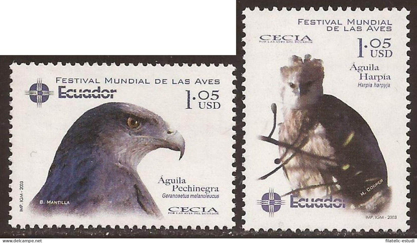 Ecuador 1753/54 2003 CECIA  Fauna Águila Eagle Pájaro Bird MNH - Equateur