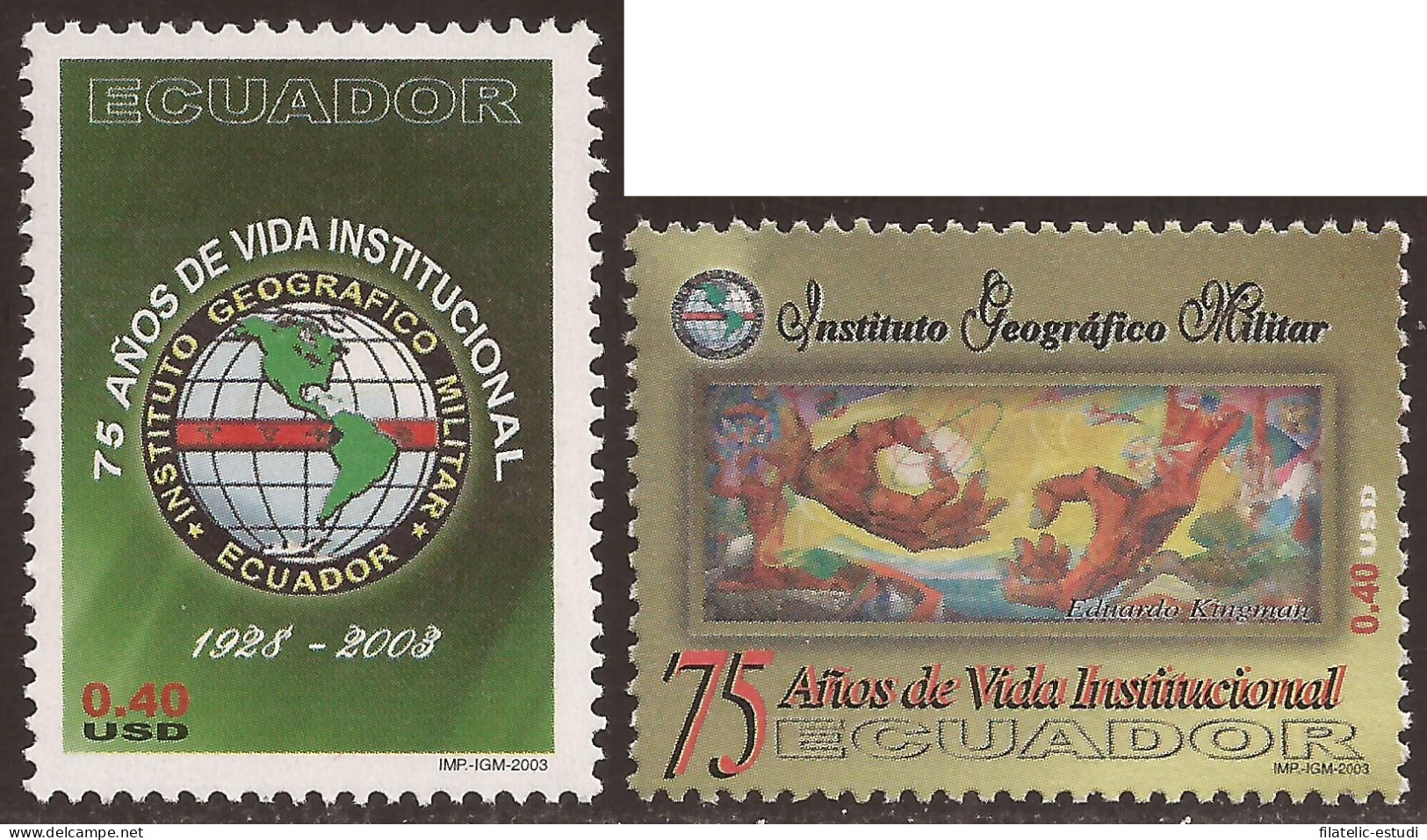 Ecuador 1729/30 2003 75 Aniversario Instituto Geográfico MIlitar MNH - Equateur