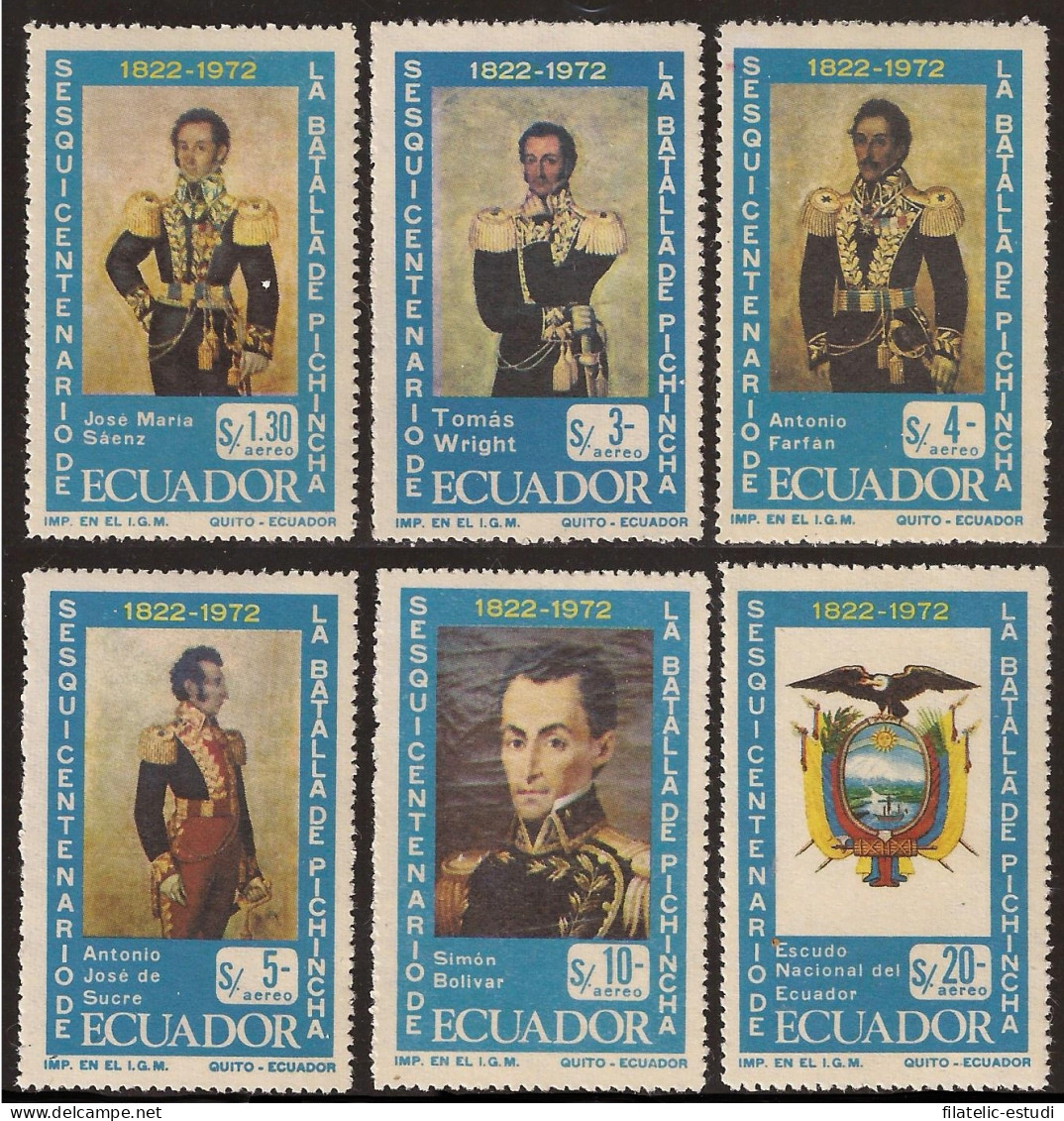 Ecuador A- 547/52 1972 150 Aniversario Batalla Pichincha Bolivar MNH - Equateur