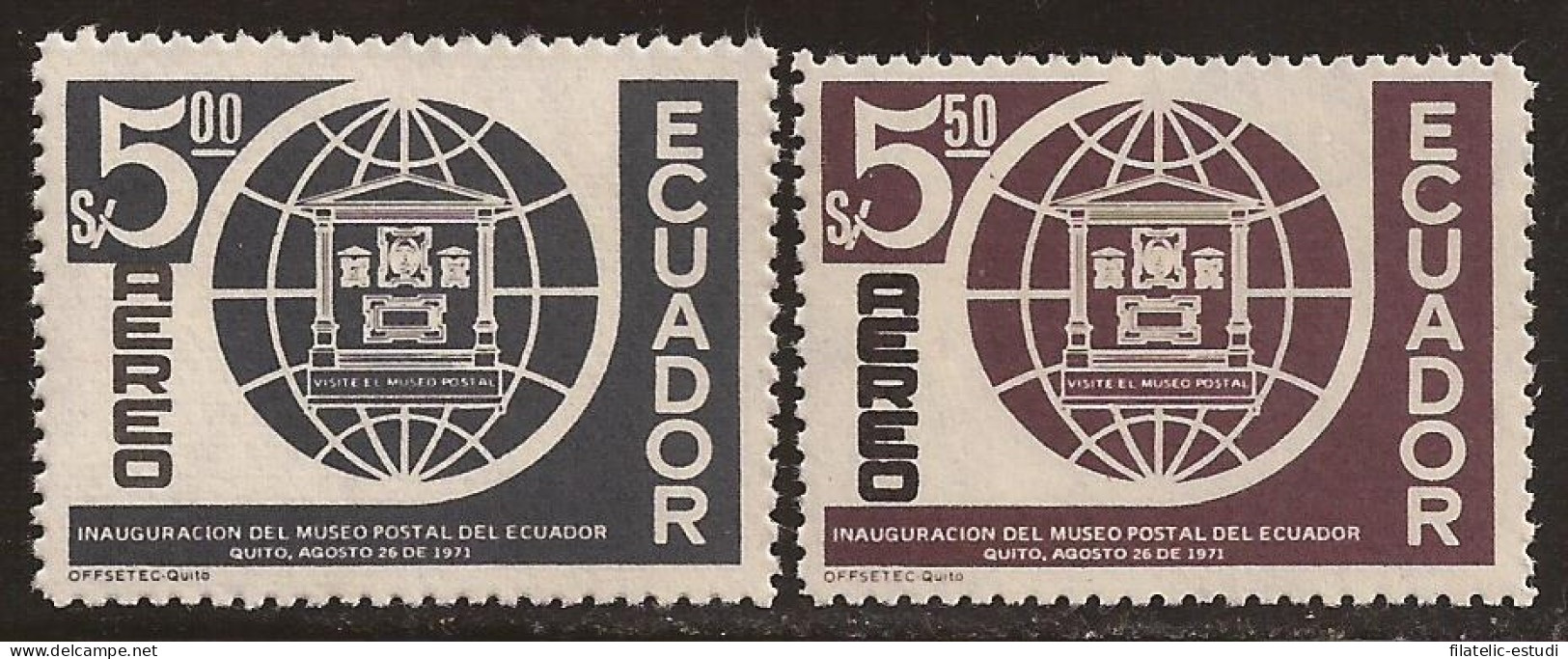 Ecuador A- 530/31 1971 Inaguración Museo Postal En QUITO MNH - Equateur