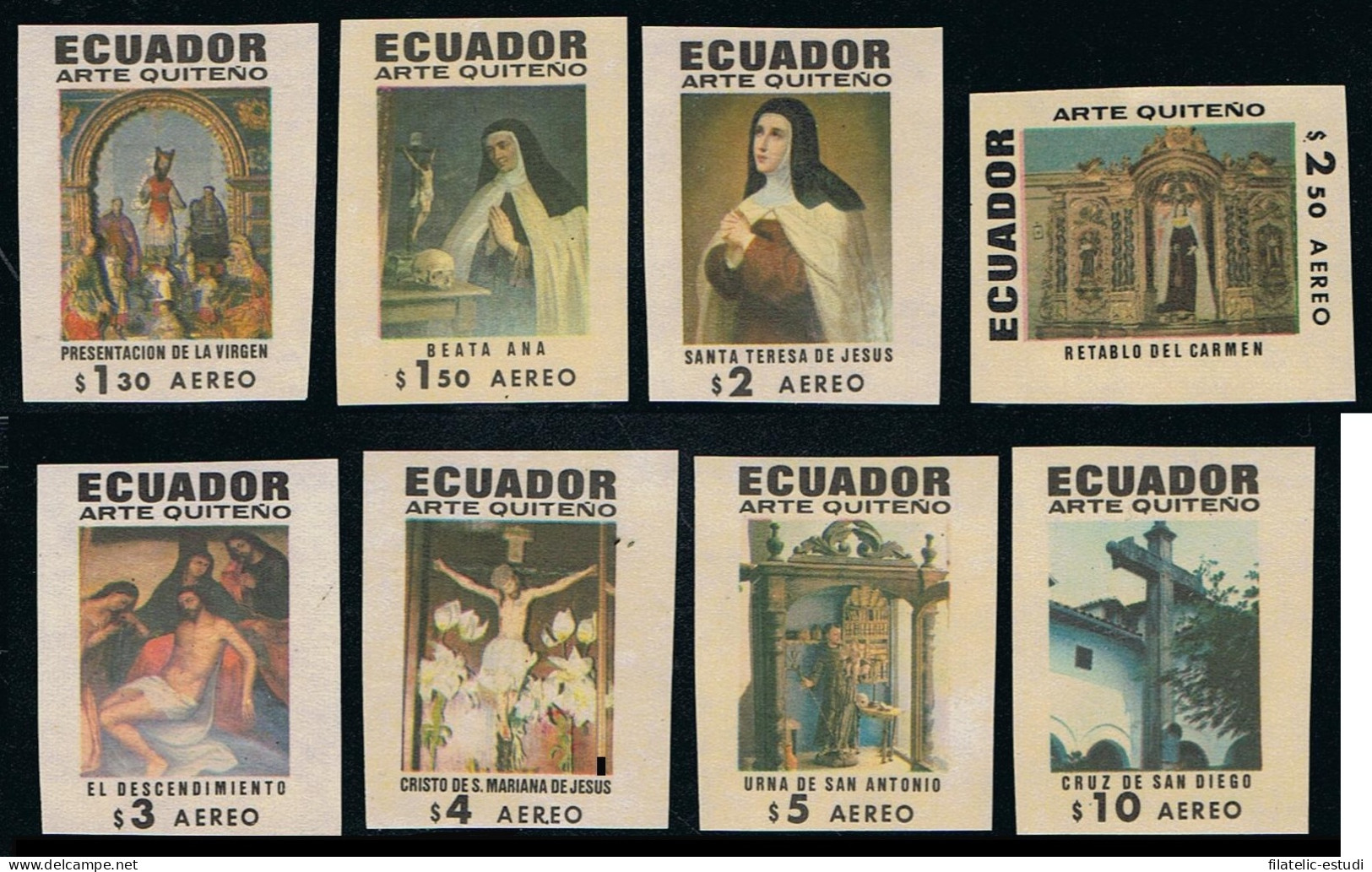 Ecuador A- 518/25 1971 Sin Dentar Variedad Variety Imperforate Religión Painti - Equateur