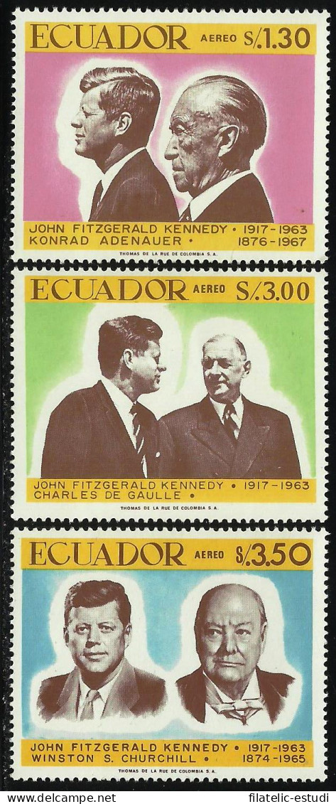 Ecuador A- 487/89 1967 Aéreo Kennedy Churchill De Gaulle MNH - Equateur