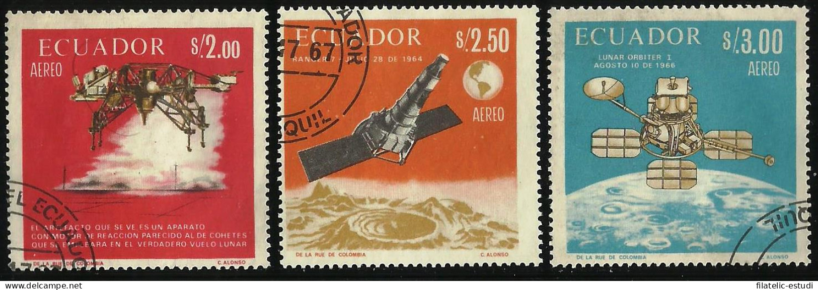 Ecuador A- 466/68 1967 Aéreo Conquista De La Luna Usados - Equateur