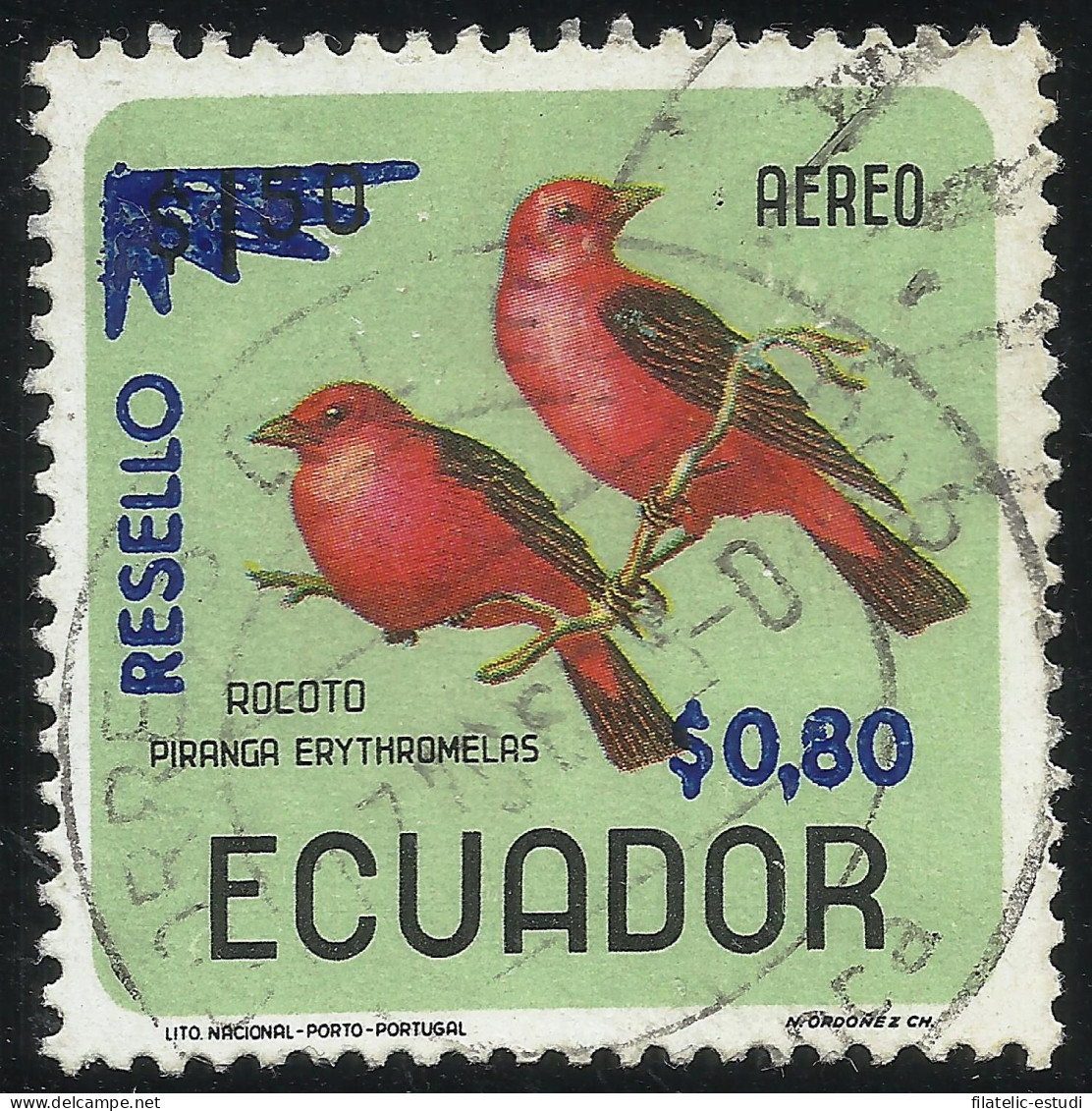 Ecuador A- 490 1967 Aéreo Pájaro Bird Fauna Rocoto Piranga Usado - Equateur