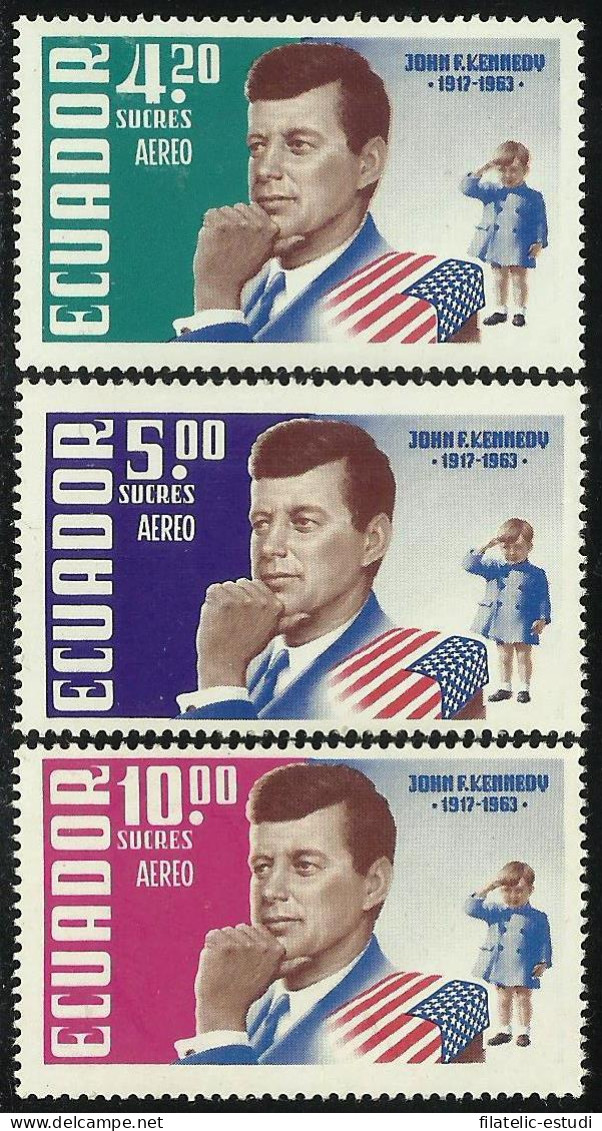 Ecuador A- 430/32 1964 Aéreo Aniversario Muerte Kennedy MNH - Equateur