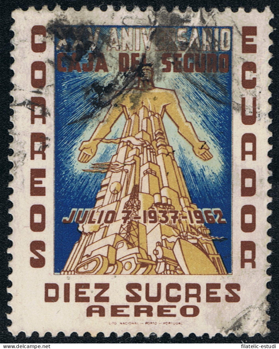 Ecuador A- 413 1963 Aéreo 25 Aniversario Caja De Seguros Usado - Equateur