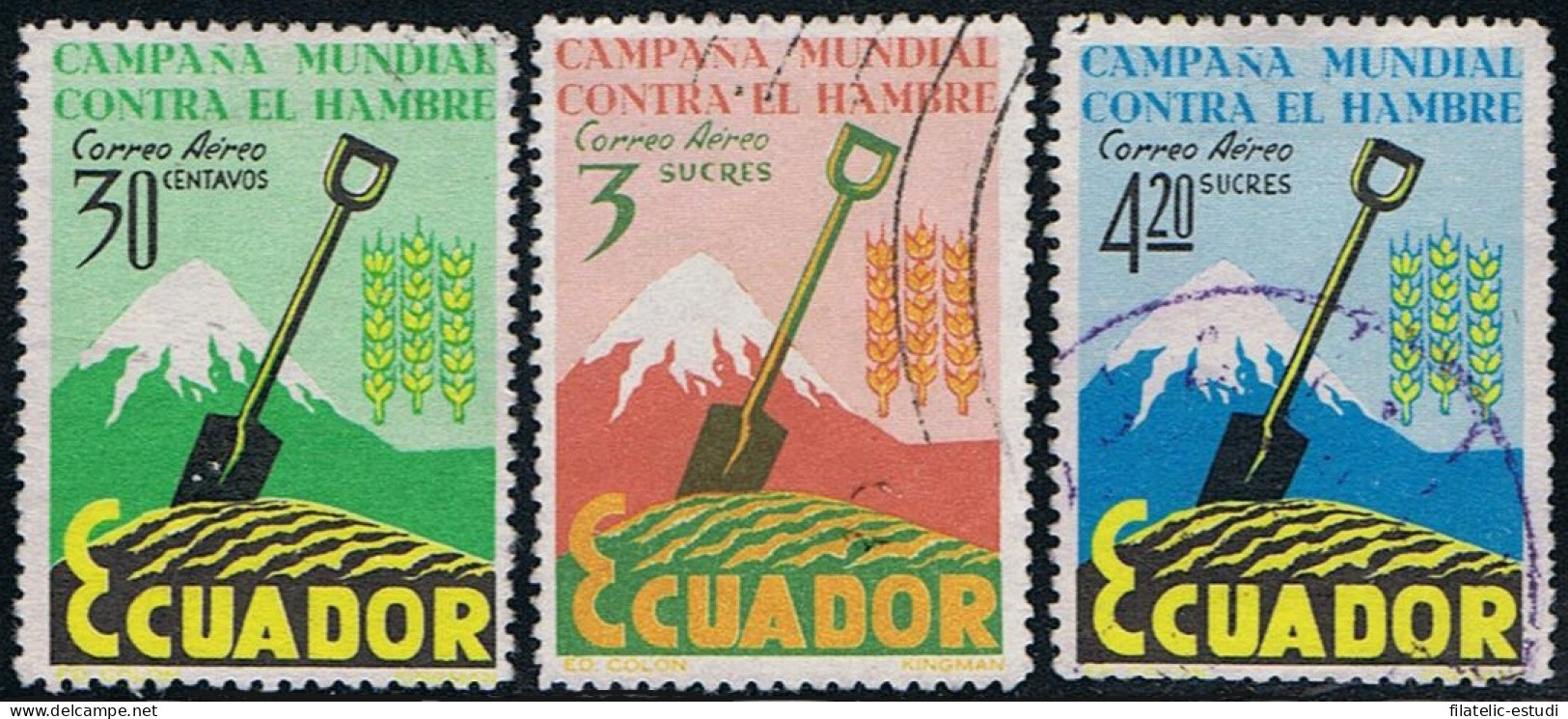 Ecuador A- 399/01 1963 Aéreo Campaña Mundial Contra El Hambre Usado - Equateur