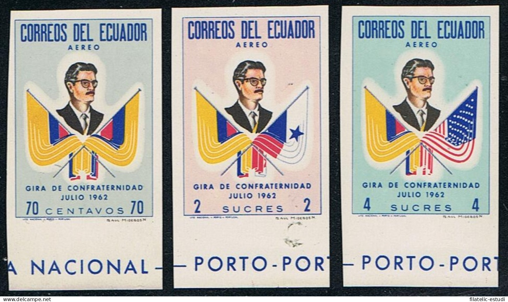 Ecuador A- 410/12s 1963 Variety Sin Dentar Confraternidad Bandera Flag MNH - Equateur