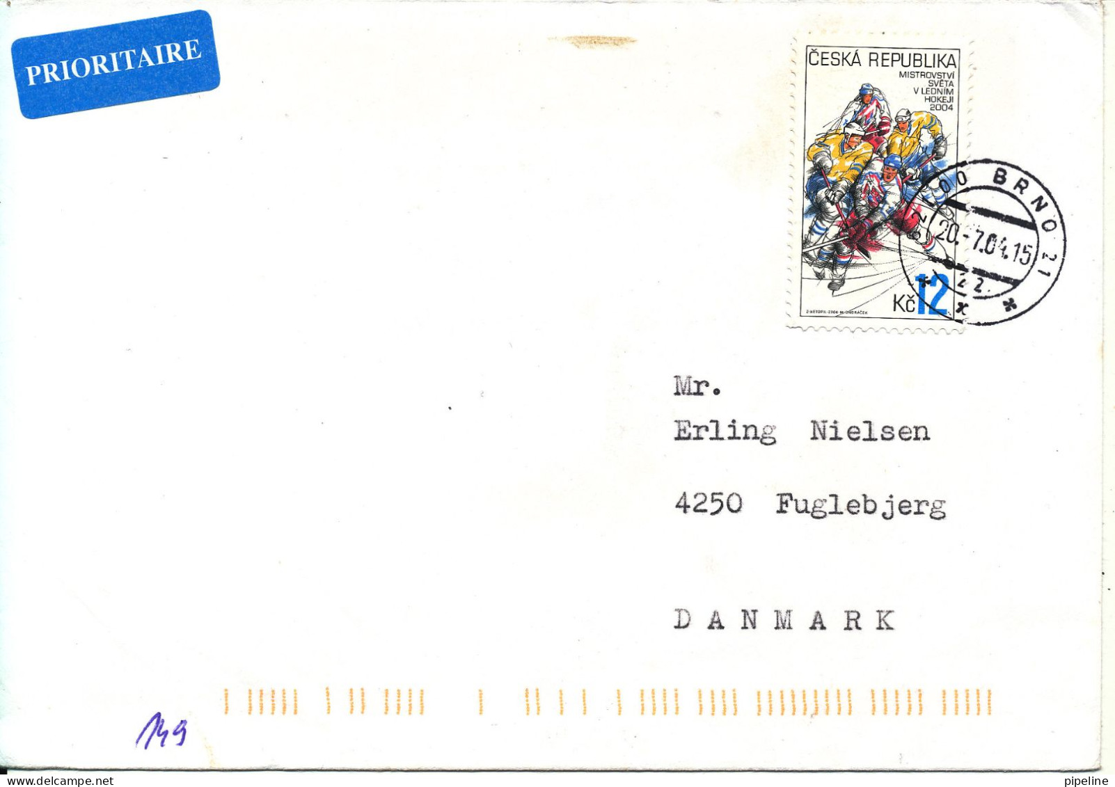 Czech Republic Cover Sent To Denmark 20-7-2004 Single Franked - Covers & Documents