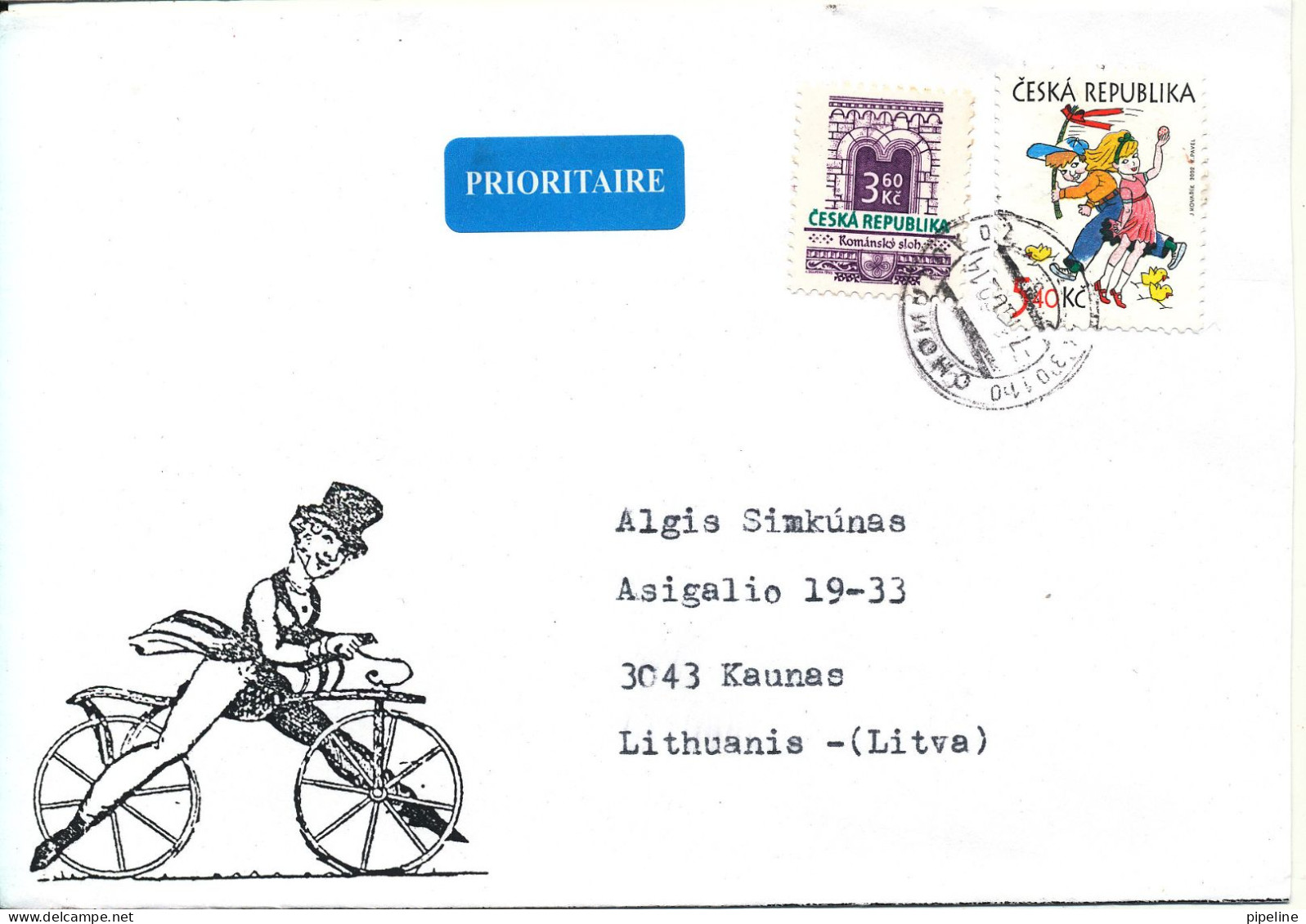 Czech Republic Cover Sent To Lithuania 7-10-2002 Topic Stamps - Cartas & Documentos