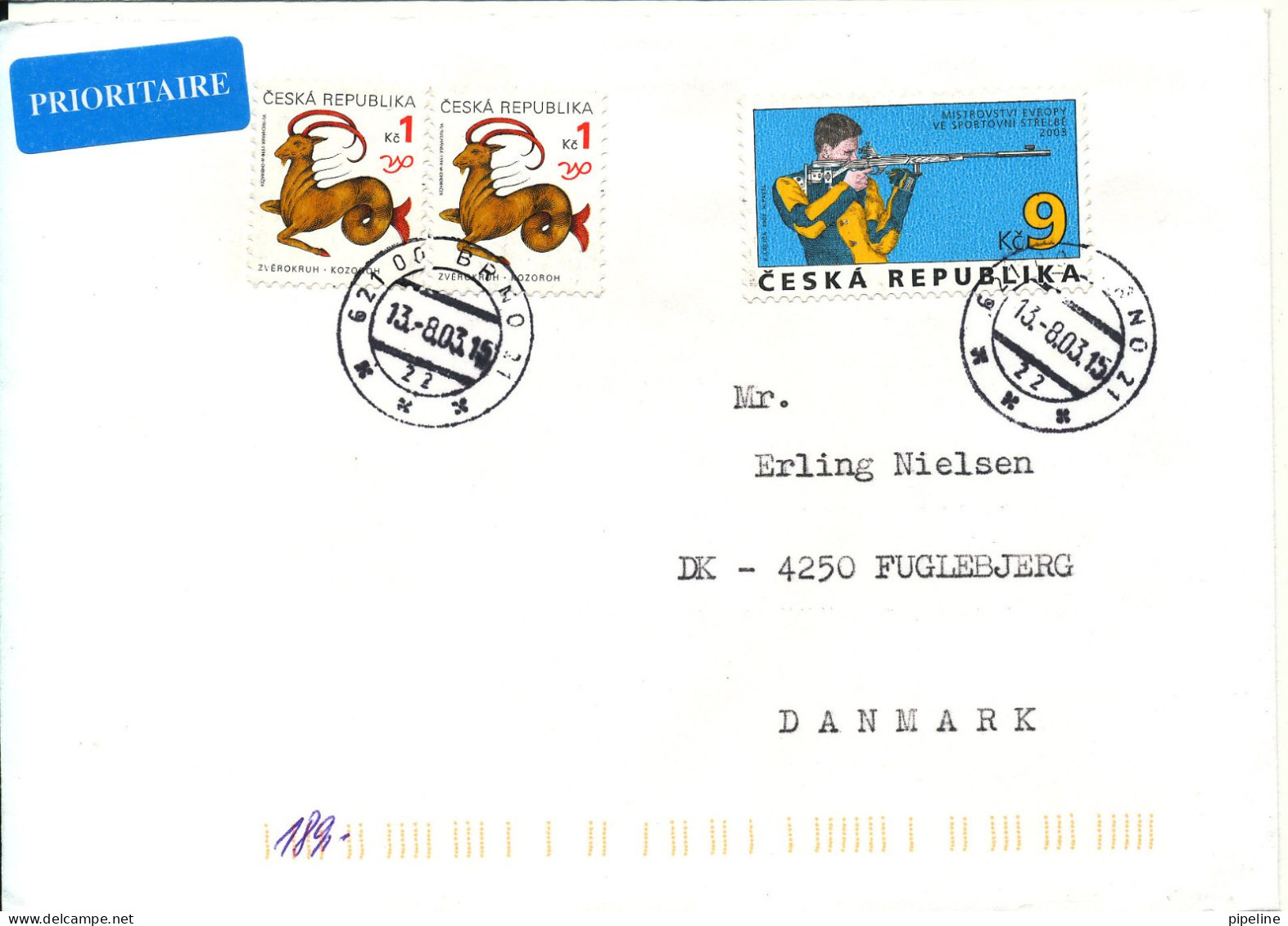 Czech Republic Cover Sent To Denmark 13-8-2003 Topic Stamps - Brieven En Documenten