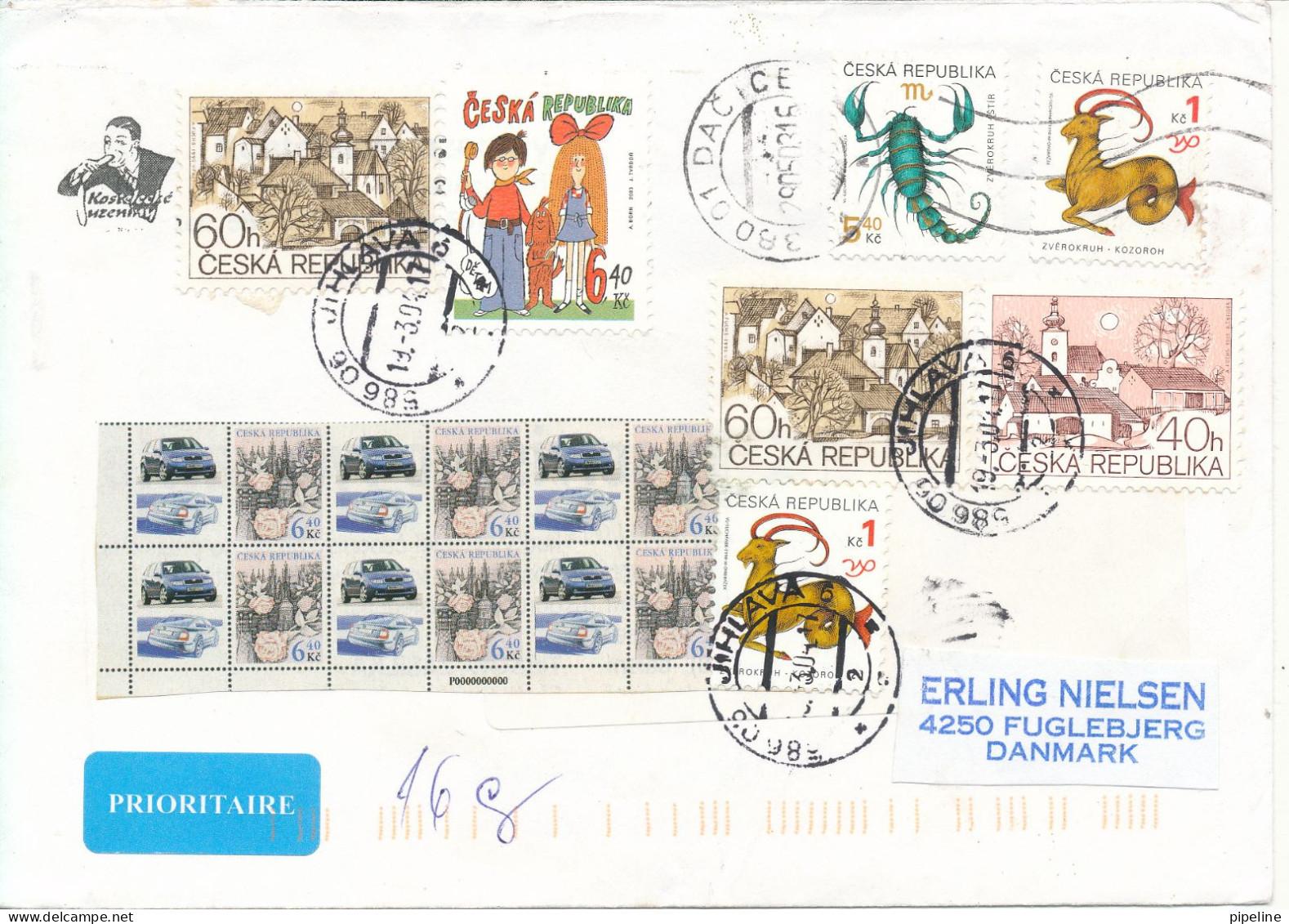 Czech Republic Cover Sent To Denmark 19-3-2004 Topic Stamps - Cartas & Documentos