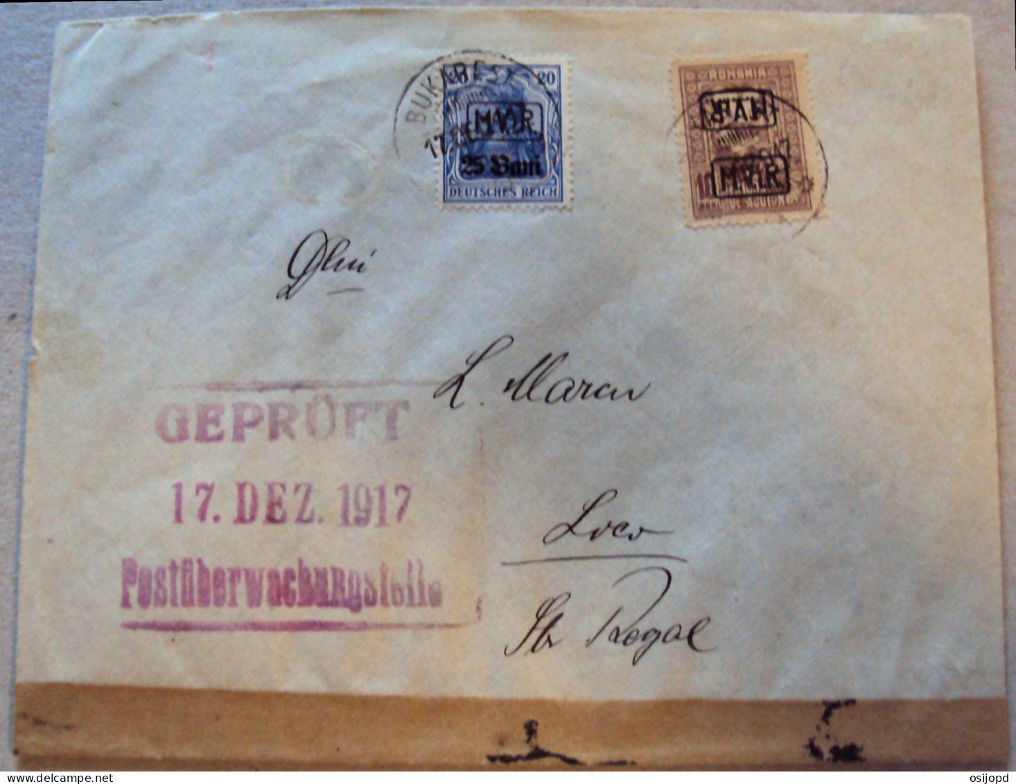 Rumänien, 1917, Deutsche Besatzung, 1 Aufdruck Tete-beche, Brief, Abart, Geprüft - Plaatfouten En Curiosa