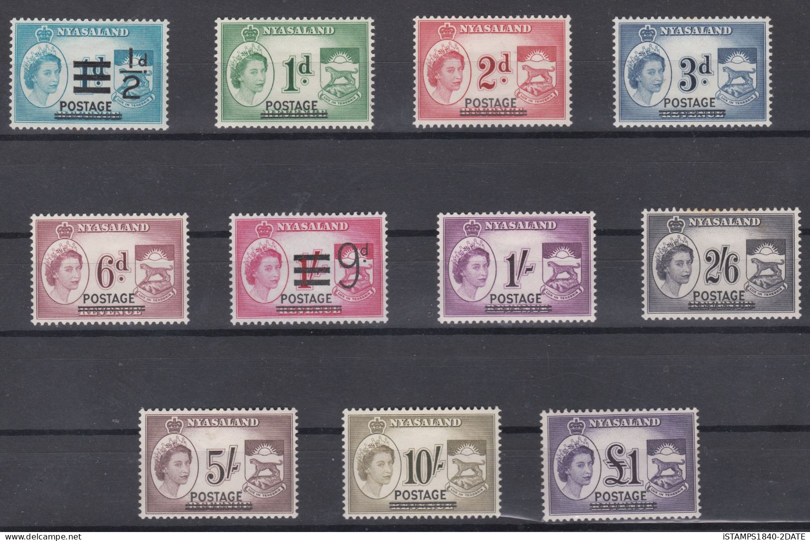 00920/ Nyasaland 1963 Sg188/98 M/MINT Set Of 11 Revenue Stamps Optd POSTAGE Cv £20+ - Rodesia & Nyasaland (1954-1963)