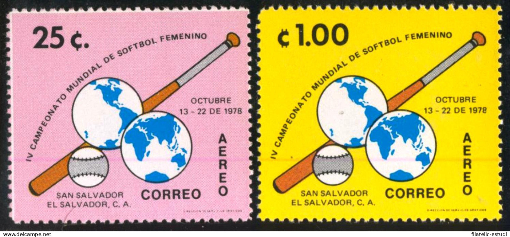 DEP4 El Salvador A- 417/18 1978 IV Campeonato Mundial De Softbol Femenino MNH - Salvador