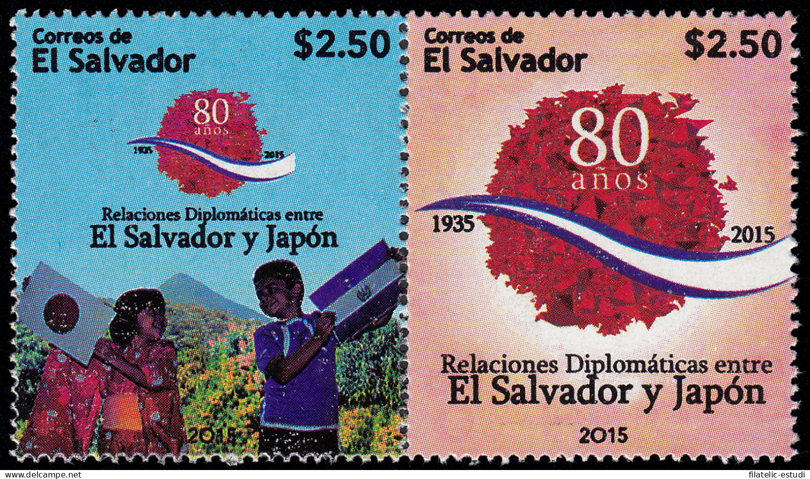 El Salvador 1851/52 2015 80 Años Relaciones Diplomáticas El Salvador Japón MNH - Salvador