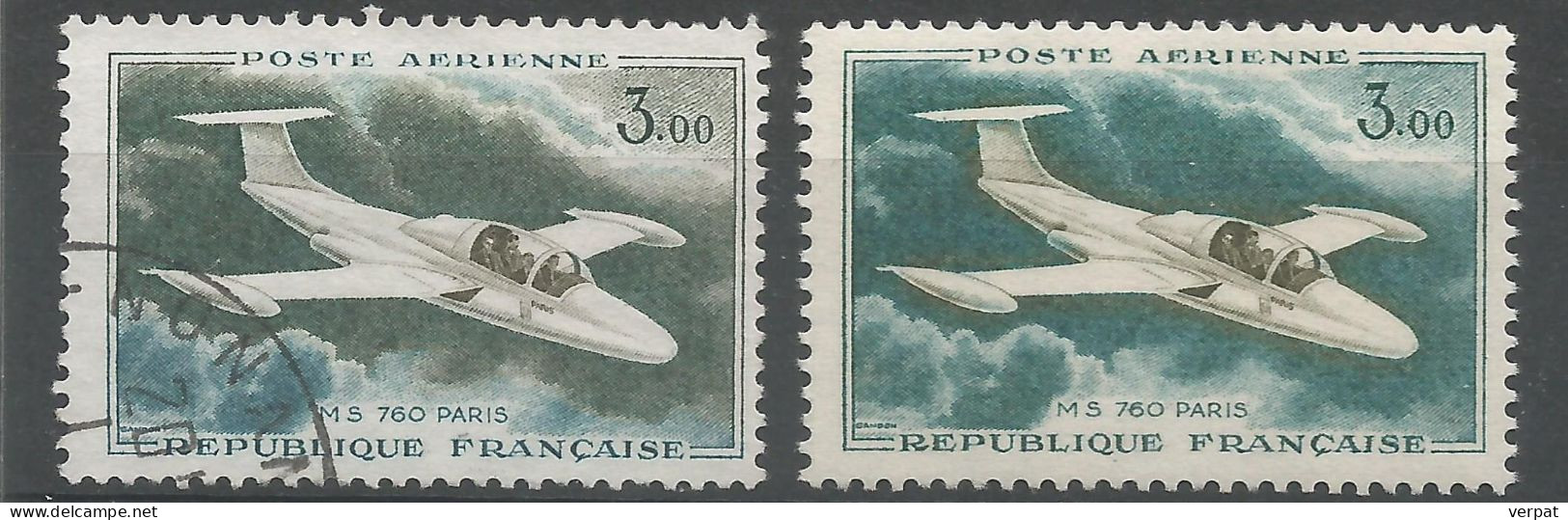 Poste Aérienne PARTICULARITE Y&T 35 Nuage Vert Au Lieu De Bleu - 1927-1959 Oblitérés