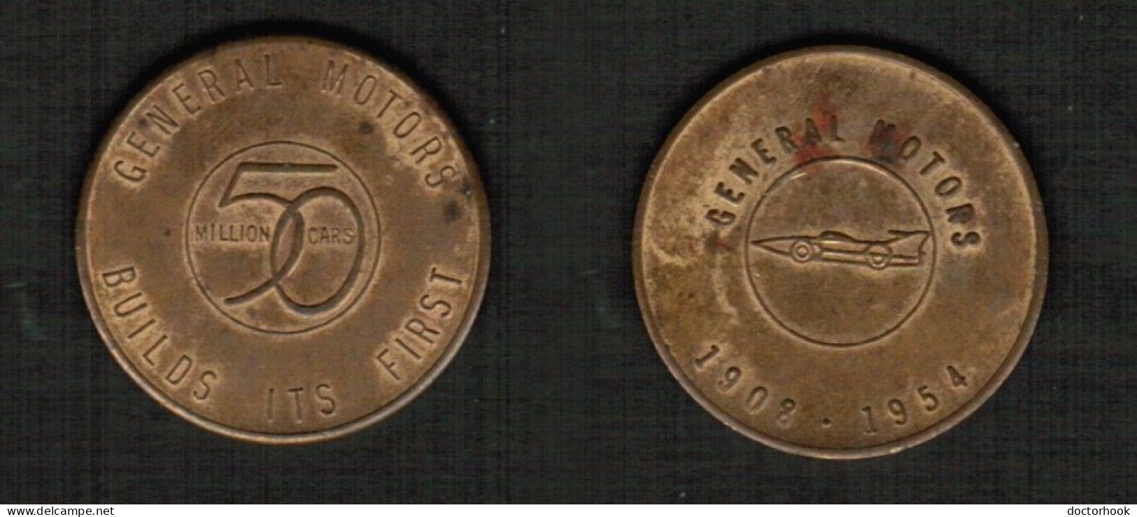 U.S.A..   GENERAL MOTORS---50 MILLION CARS BUILT 1954 TOKEN (CONDITION AS PER SCAN) (T-162) - Professionals/Firms