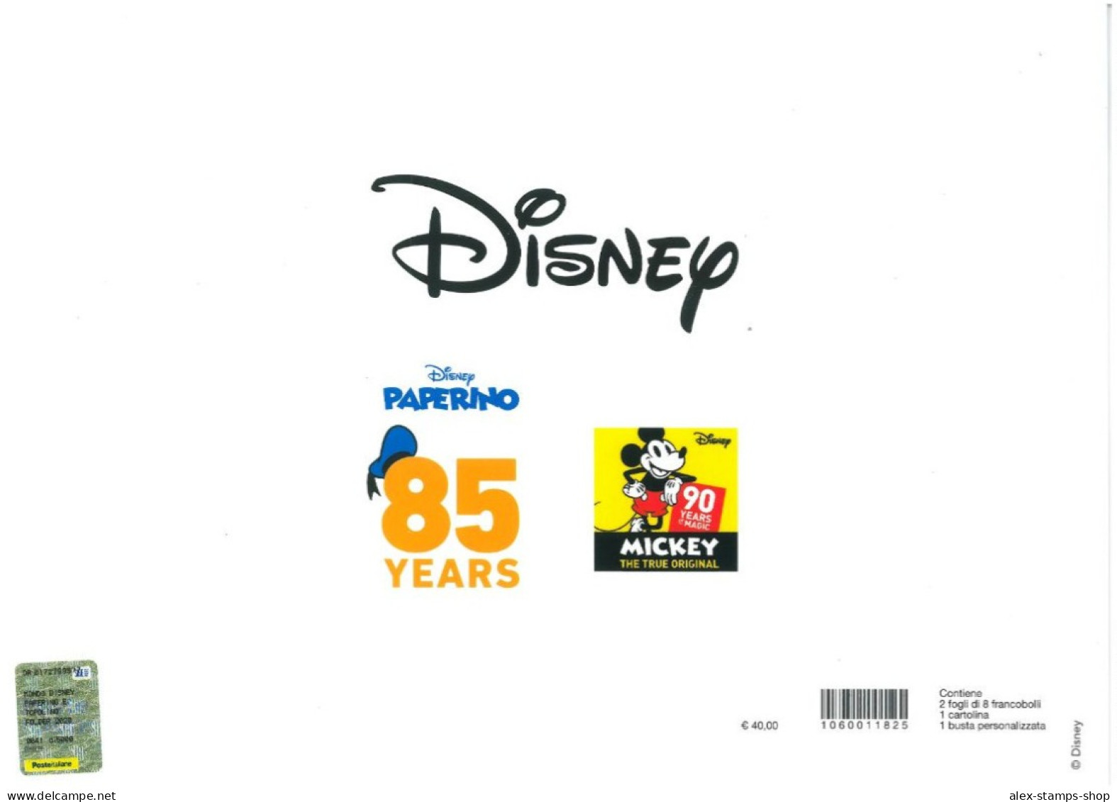 ITALIA 2020 Folder Il Mondo Disney Paperino E Topolino - Pochettes