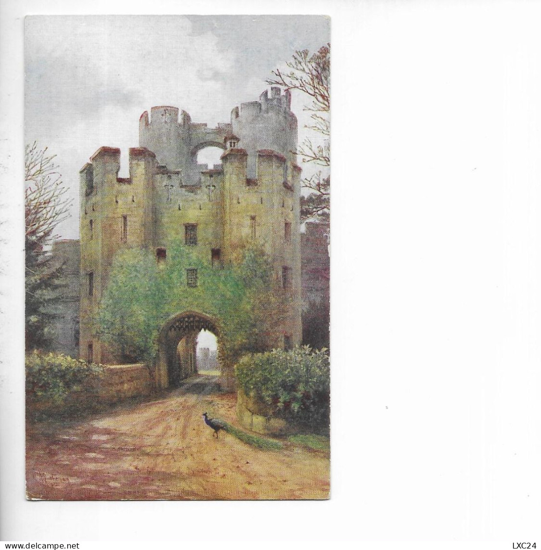 WARWICK CASTLE. DRAWBRIDGE & PORTCULLIS. ILLUSTRATOR QUATREMAIN. - Warwick