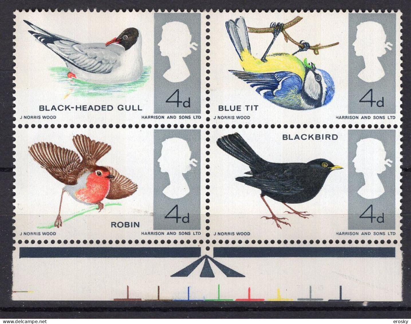 P2158 - GRANDE BRETAGNE Yv N°444/47 ** OISEAUX PHOSPHORE - Nuovi