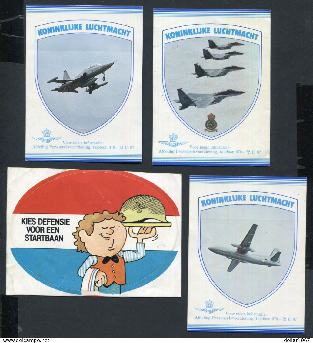 4 X Stickers - Koninklijke Luchtmacht , Kies Defensie Voor Een Startbaan  (2)  - Not Used  - 2 Scans For Originalscan !! - Aviazione