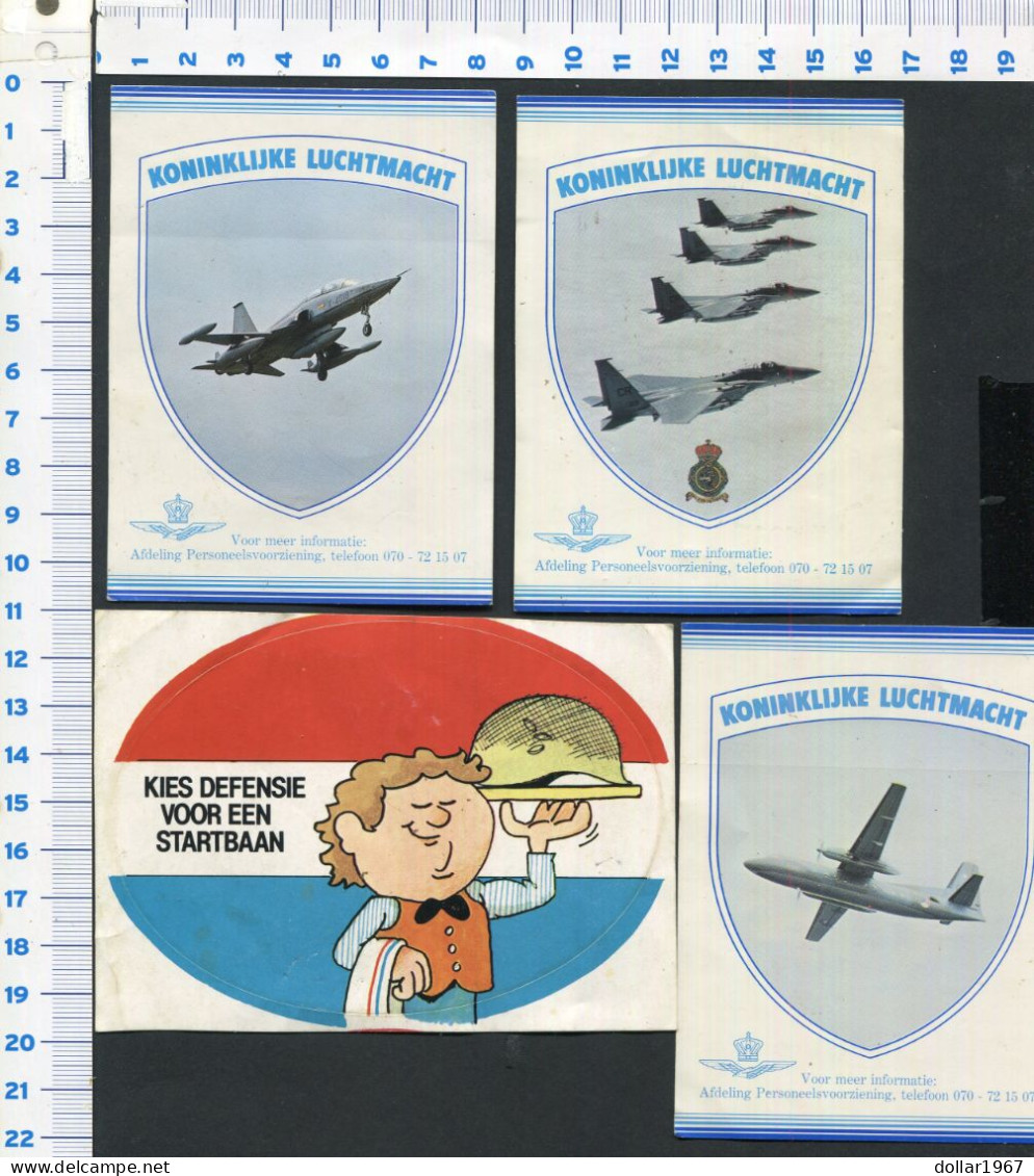 4 X Stickers - Koninklijke Luchtmacht , Kies Defensie Voor Een Startbaan  (2)  - Not Used  - 2 Scans For Originalscan !! - Aviation