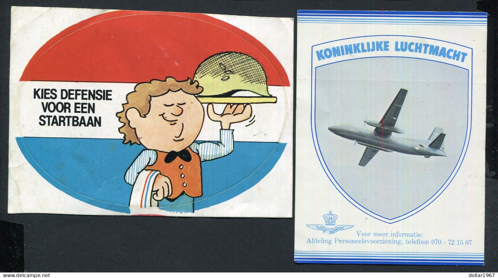 4 X Stickers - Koninklijke Luchtmacht , Kies Defensie Voor Een Startbaan  (2)  - Not Used  - 2 Scans For Originalscan !! - Aviation