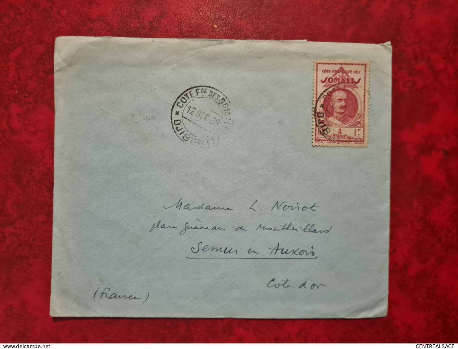 LETTRE/CARTE  COTE FRANCAISE DES SOMALIES DJIBOUTI 1939N° 162 LEONCE LAGARDE SEUL SUR LETTRE - Somalia (1960-...)