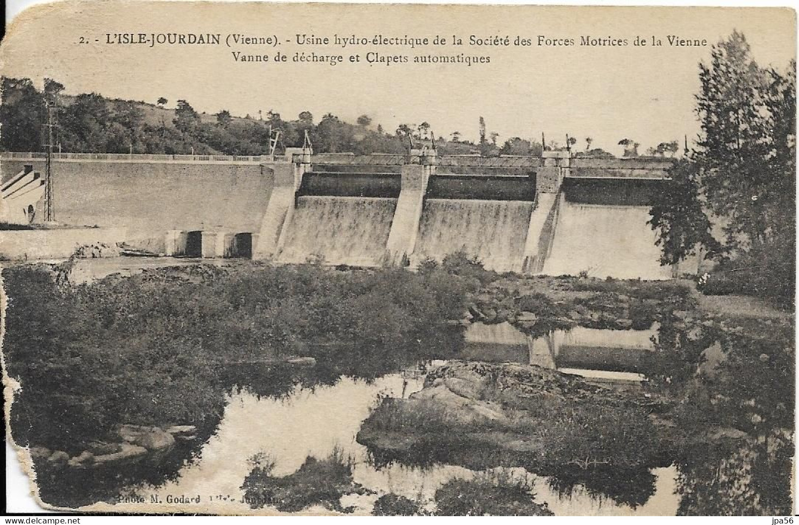 86 L'ISLE JOURDAIN  2 Cpa Usine Hydro-électrique De La Société Forces Motrices Vienne Vue Générale, Vanne De Décharge - L'Isle Jourdain