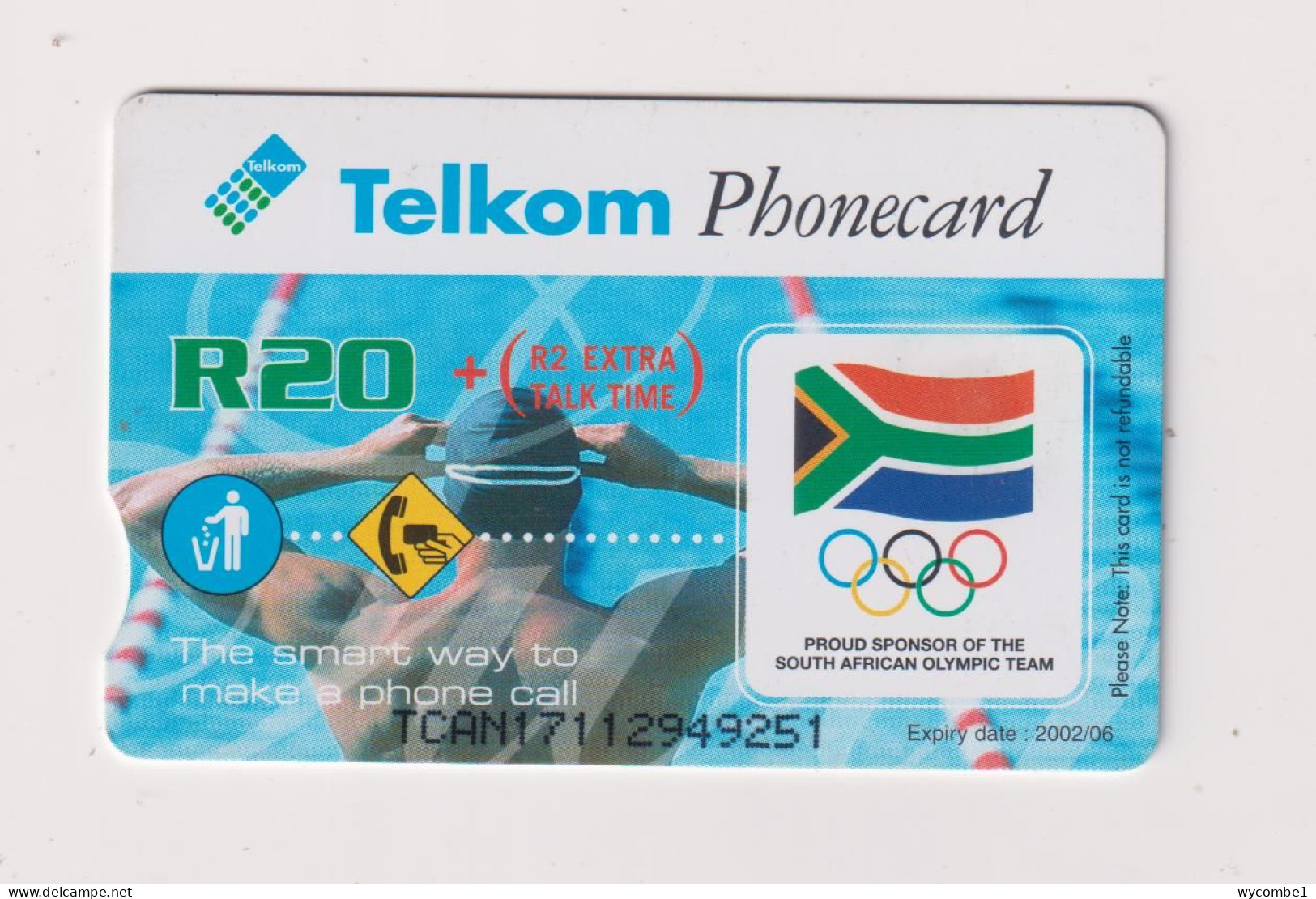 SOUTH AFRICA  -  Olympic Swimming Chip Phonecard - Sudafrica